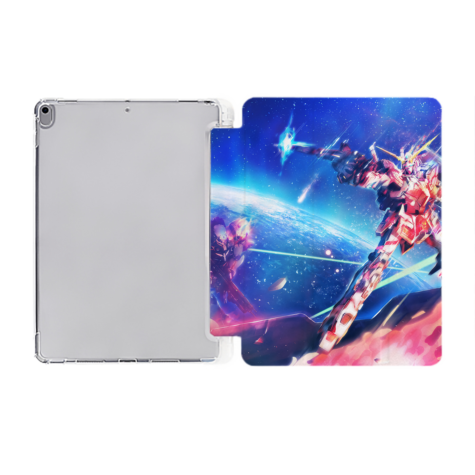 （画像用） 機動戦士ガンダム Mobile Suit Gundam IPad ケース ペン収納付き 三つ折りスタンド PUレザー×シリコン 対応機種9.5/10.5/10.9インチ